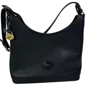Vintage Dooney & Bourke 80's Black All Weather Pebble Leather Shoulder Bag